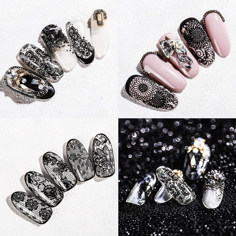 uspxqx Nail Sticker Alluring lace Pattern, Nail Art Stickers, 10Rolls of Nail foil Nail Art with Mystery Print, Black Nail foils Each Nail Decals is 1.6"X40", Beautiful Nail Decorations. - BeesActive Australia