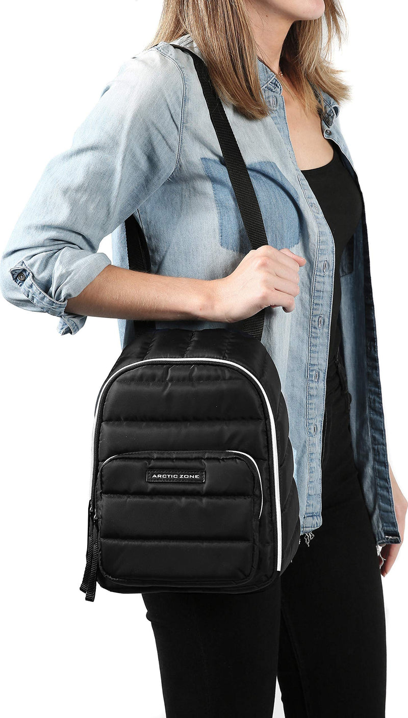 Arctic Zone Quilted, Insulated Backpack Style Lunch Pack - Black 228oz - BeesActive Australia