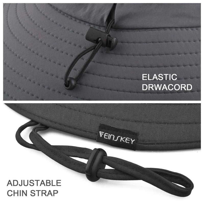 [AUSTRALIA] - EINSKEY Sun Hat for Men/Women, Sun Protection Wide Brim Bucket Hat Waterproof Breathable Packable Boonie Hat for Fishing Dark Gray 