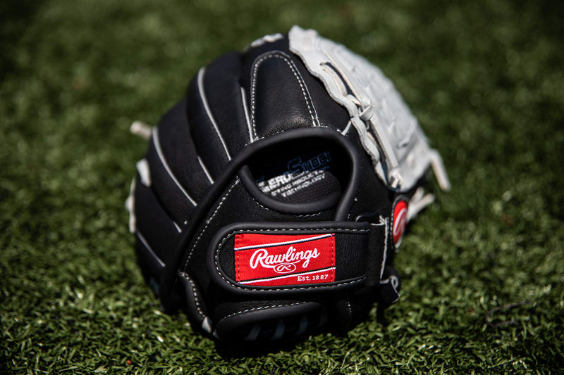 [AUSTRALIA] - Rawlings Sure Catch Youth Baseball Glove Series (9.5-11.5 inch Baseball/Tball Gloves) Right 10.5 inch Black/Gray 