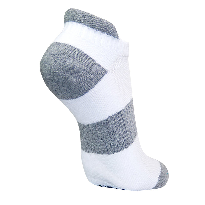 [AUSTRALIA] - KONY 6 Pairs Women's Cotton Cushion Running Athletic Low Cut Ankle Tab Socks, Size 6-9 - All Season Gift White/Grey Stripe 