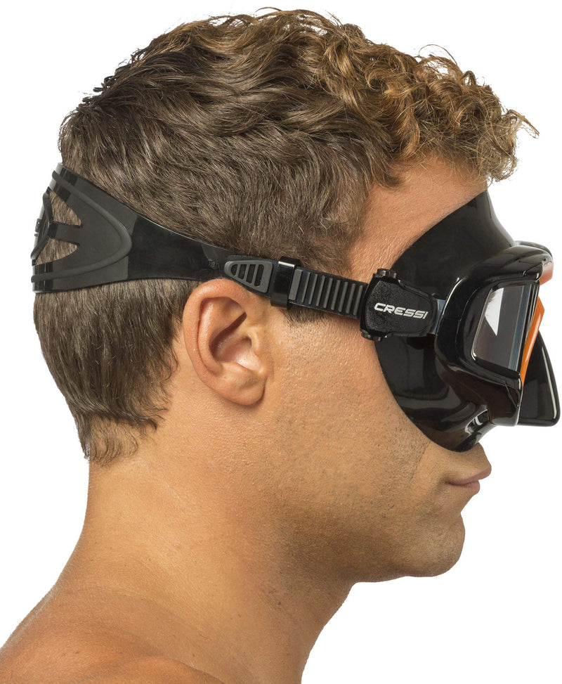 [AUSTRALIA] - Cressi Pano 4 | Wide Multi Lens View for Scuba Diving - Cressi: Quality since 1946 Black/Orange 