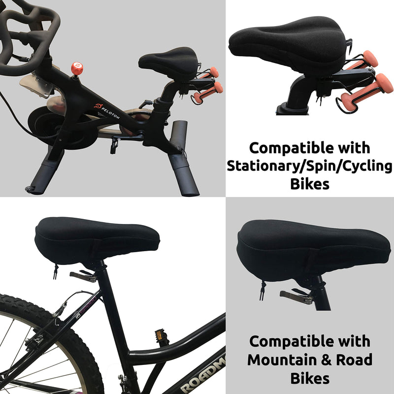 Temple Tape Ultra Gel Bike Seat Cushion - Extra Soft Bicycle Saddle Cover for Spin, Exercise Stationary Bikes and Outdoor Biking - Premium Accessories for Comfort While Cycling "Premium Elite Series" - BeesActive Australia