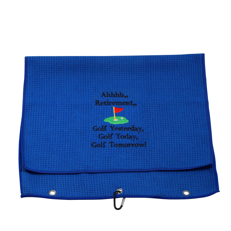 LEVLO Ahhhh Retirement Golf Yesterday Golf Today Golf Tomorrow Embroidered Golf Towel with Clip Golf Gift for Men/Women Ahhhh Retirement - BeesActive Australia