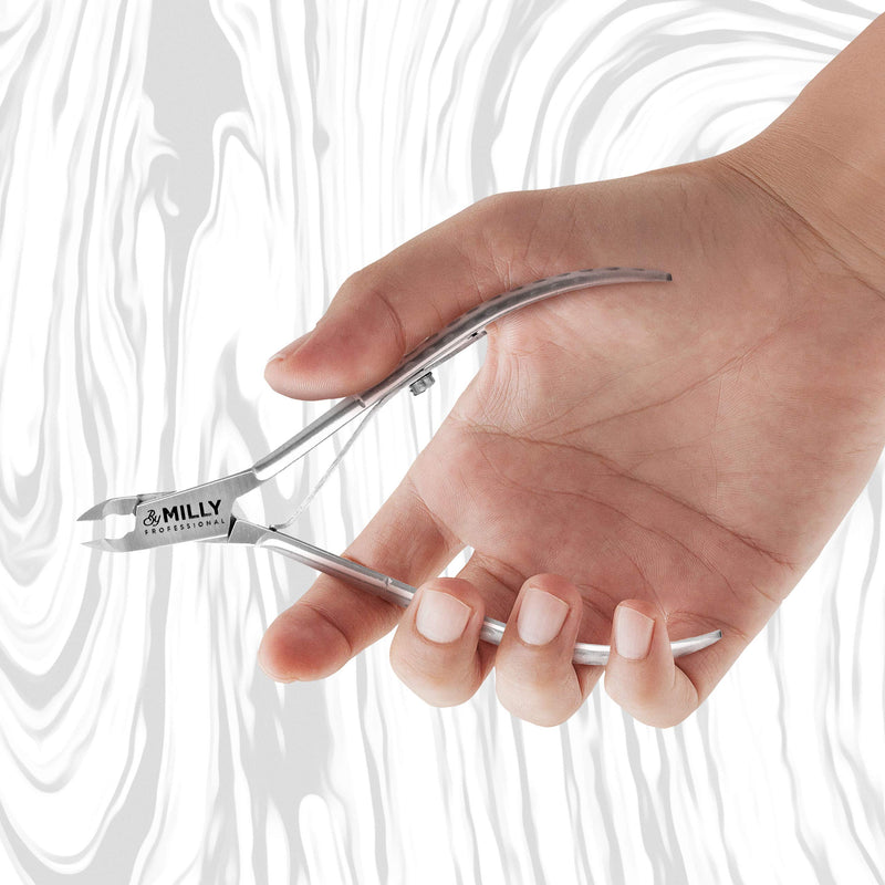 By MILLY Professional Cuticle Trimmer - All Stainless Steel - Sharp Blades - Cuticle Nipper, Cutter & Remover for Manicure And Pedicure - Essential Nail Tool for Home, Spa or Saloon - (Silver) Silver - BeesActive Australia