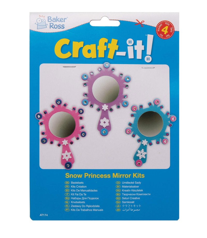 Baker Ross AT174 Snow Princess Mirror Kits, Arts and Crafts for Kids (Pack of 4), Assorted - BeesActive Australia