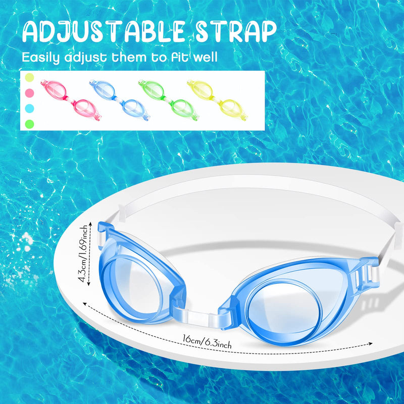12 Pairs Summer Kids Swimming Goggles No Leaking Swim Goggles Kids Pool Goggles Wide View Swim Glasses Clear Water Goggles with Adjustable Strap for Youth Children Teens Boys Girls Aged 6-14, 4 Colors - BeesActive Australia