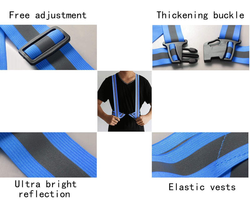 YSSAFE Reflective Running Vest Gear Elastic Adjustable Safety Reflective Vest Straps Belt Jogging Walking Blue 2 Pack - BeesActive Australia