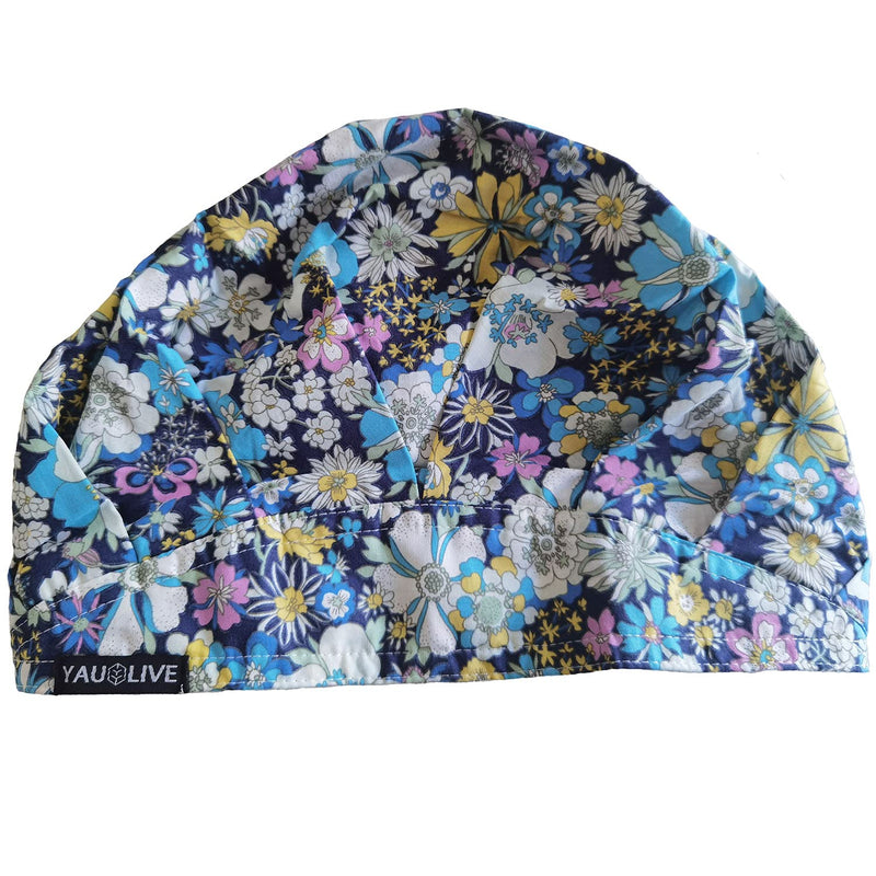 YAUOLIVE Caps Working Hat One Size Multi Color Blue Flower1021 - BeesActive Australia