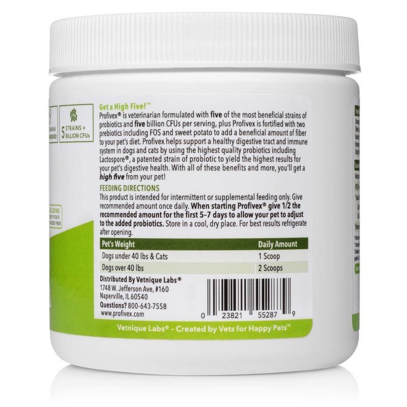 VETNIQUE Labs Profivex Probiotics for Dogs and Cats: Daily Pet Digestive 5 Strain Probiotics Powder with Prebiotics & Added Fiber from Sweet Potato - Pork Liver Flavor 4.25 oz - BeesActive Australia