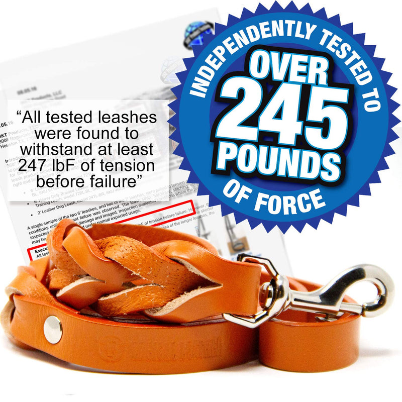 Logical Leather 6 Foot Braided Dog Leash - Heavy Duty Full Grain Leather Lead; Best for Training Orange - BeesActive Australia