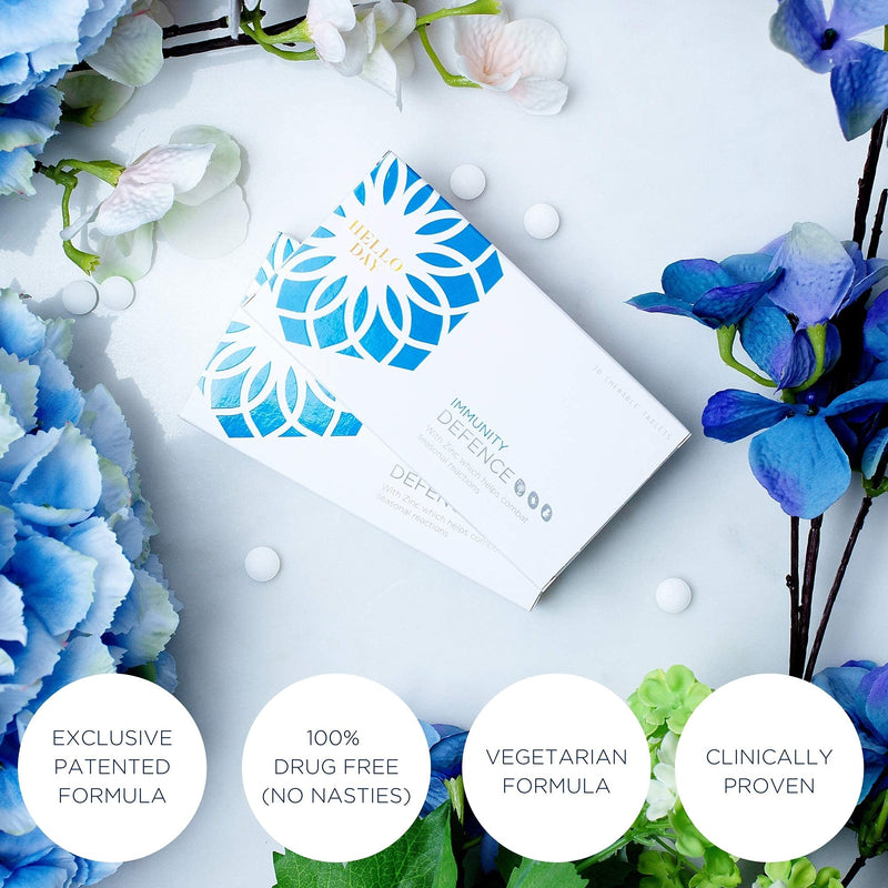 Hello Day - Immunity Defence - Unique Patented Drug Free Hayfever Relief - 30 Chewable Tablets - Clinically Proven - Pharma Grade - BeesActive Australia