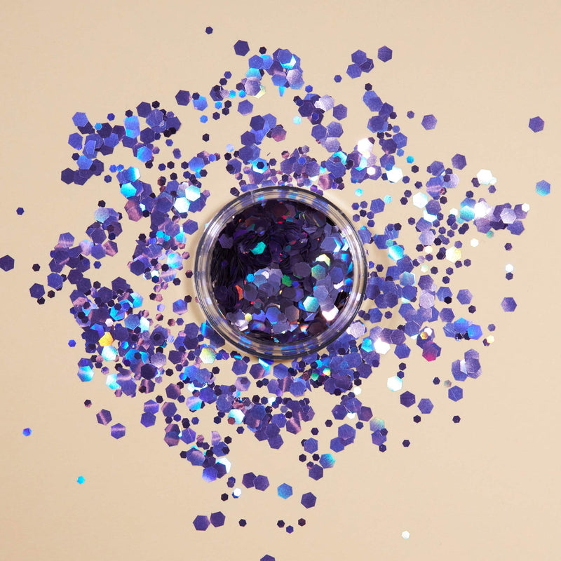 Iridescent Chunky Glitter by Moon Glitter - Set of 5 colours + Fix Gel - Cosmetic Festival Makeup Glitter for Face, Body, Nails, Hair, Lips - 3g - BeesActive Australia