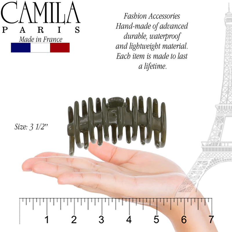 Camila Paris CP3487 French Medium Hair Clips for Women Thick Hair for Long Curly Wavy Hair, Girls Hair Claw Clip, Durable Styling Big Claw Clip for Thick Hair, Strong Hold No Slip Grip, Made in France 1 Count (Pack of 1) Green 3.5" - BeesActive Australia