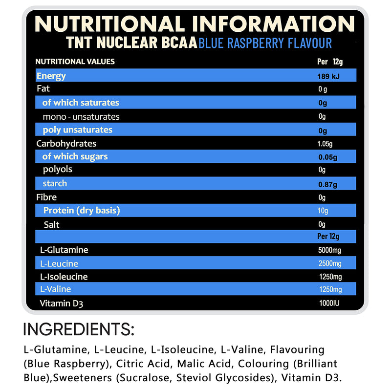 NXT Nutrition BCAA, Glutamine & Vitamin D | BCAAs Amino Acids with Vitamin D3 and L-Glutamine - for Recovery, Gut Health and Muscle Protein Synthesis | 360g - 30 Servings (Blue Raspberry) - BeesActive Australia