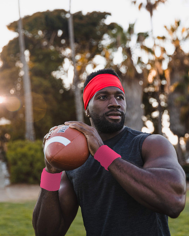 Suddora Wrist Sweatbands Also Available in Neon Colors - Athletic Cotton Terry Cloth Wristband for Sports (Pair) (Neon Pink) - BeesActive Australia