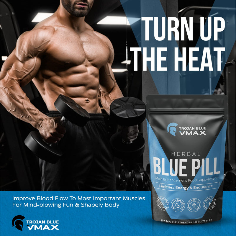 20x Trojan Blue Vmax | Herbal Supplement Blue Pills for Men | High Strength Performance Powerful Fast Acting Long Lasting Results | Enhancing Male Stamina & Endurance Booster Tablets - BeesActive Australia