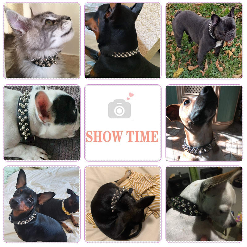 PETCARE Spiked Dog Collar Soft Pu Leather Funny Mushrooms Rivet Spike Studded Puppy Adjustable Outdoor Dog Collars for Small Medium Large Dogs Cats S(10.2"-12.6" / 26cm-32cm) Black - BeesActive Australia