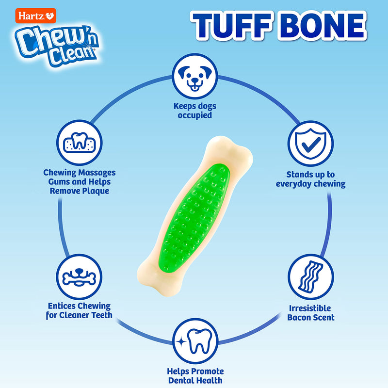 Hartz Chew 'n Clean Tuff Bone Bacon Scented Dental Dog Chew Toy - Medium - BeesActive Australia