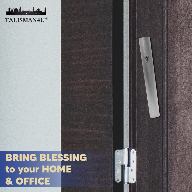 TALISMAN4U Silver Aluminum Mezuzah with Scroll 3D Metal Shin Classic Mezuzah Case for Door Israel Judaica Gift (12 cm / 5 inch) 12 cm / 5 inch - BeesActive Australia