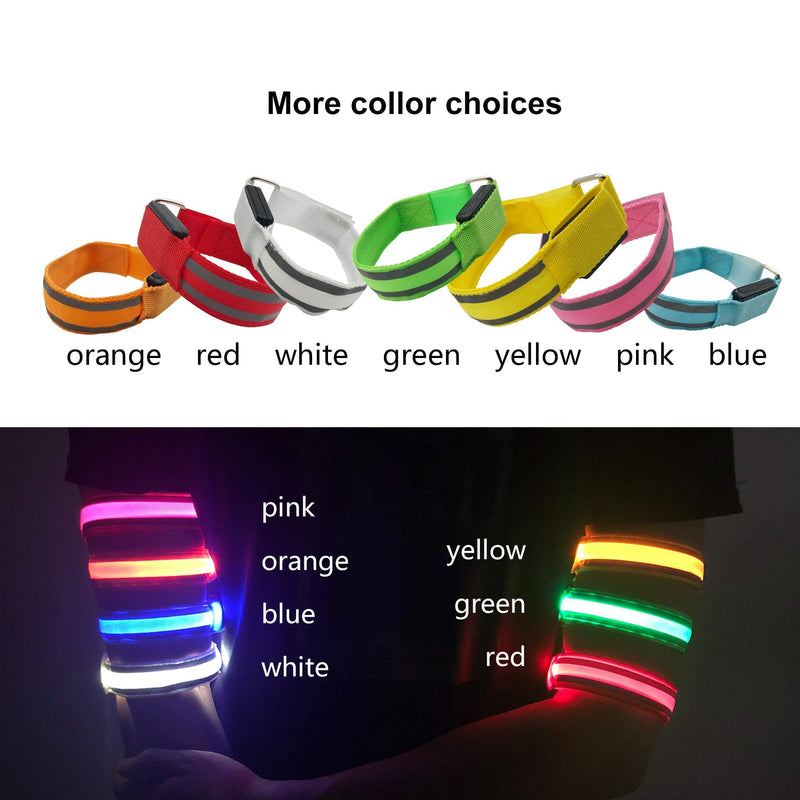 2 Pack LED Armband, USB Chargeable for Running Cycling Exercising Glow Light up in Dark Night Running Gear Safety Reflective Sports Event Wristbands Green - BeesActive Australia