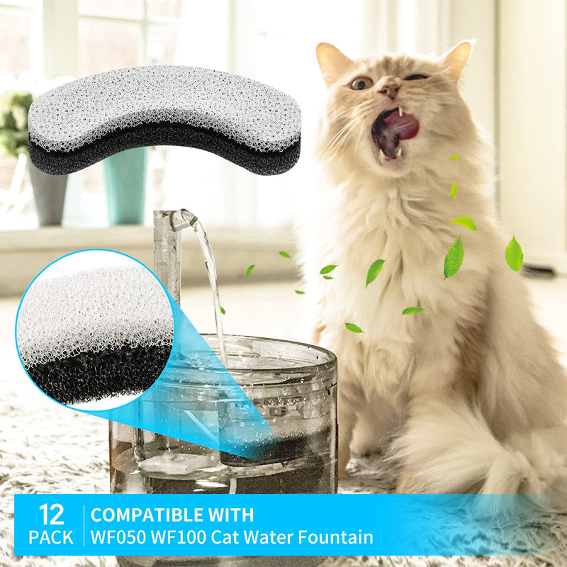 MyfatBOSS Pet Water Fountain Filters Compatible with WF050 Cat Fountain, Cat Dog Water Fountain Replacement Filter Activated Carbon Filters, 12 Packs - BeesActive Australia