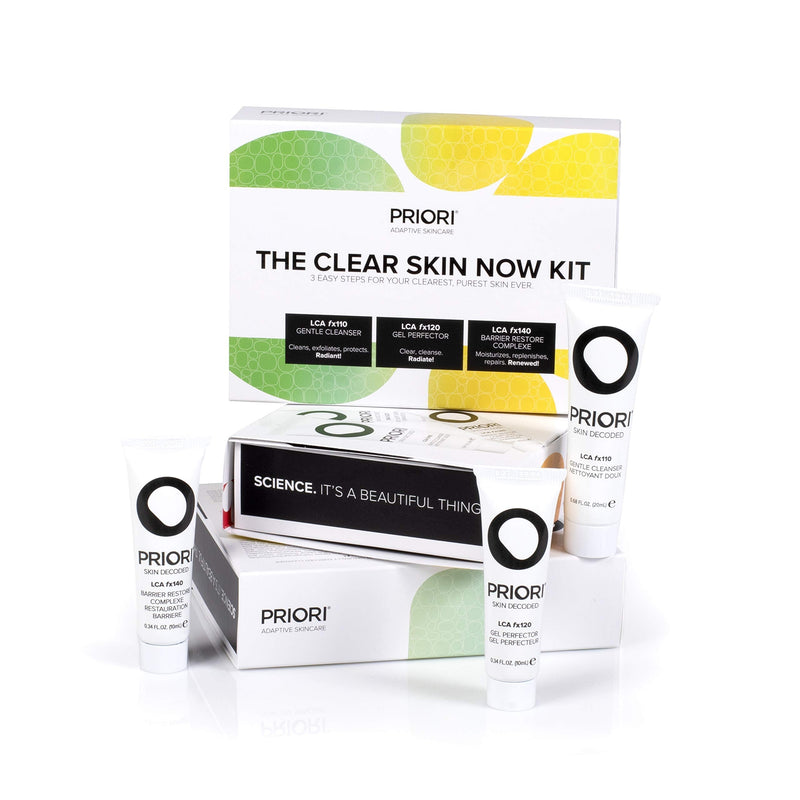 Priori Skincare Clear Skin Now Kit 3-Piece Travel Size Set for Teens, Women and Men, Face Cleanser, Pore Refiner and Oil-Free Antioxidant Moisturizer, Great for Beauty Gifts, Trials & Travel Sets - BeesActive Australia