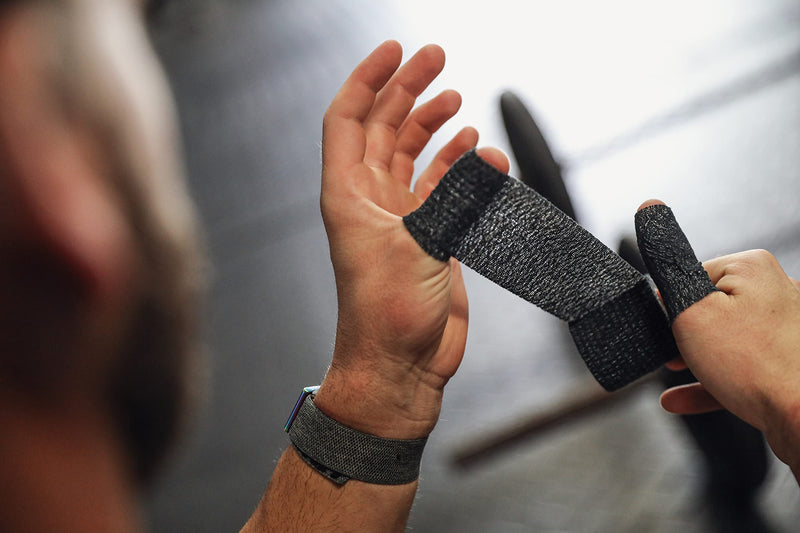 WOD ST-CEAB Weightlifting Thumb Tape, Black – 1.5 inch Wide (Pack of 3) Latex-Free, Stretch Self Adhesive for Hand, Finger, Climbing, and Hook Grip Wrapping and Protection. - BeesActive Australia