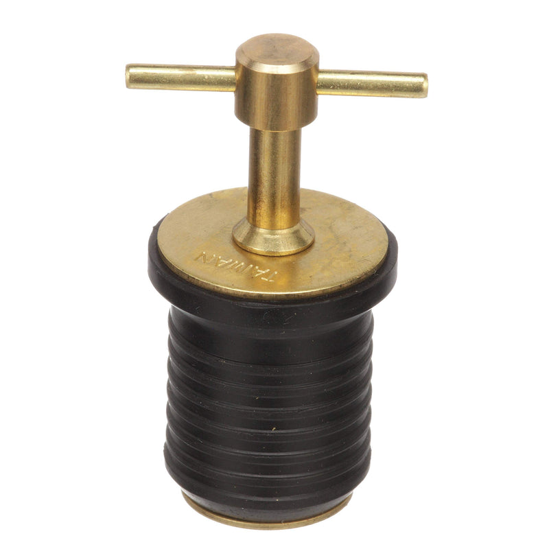 Attwood 7526A7 T-Handle Drain Plug, For 1-Inch-Diameter Drains, Locks in Place, Brass Handle, Rubber Plug - BeesActive Australia