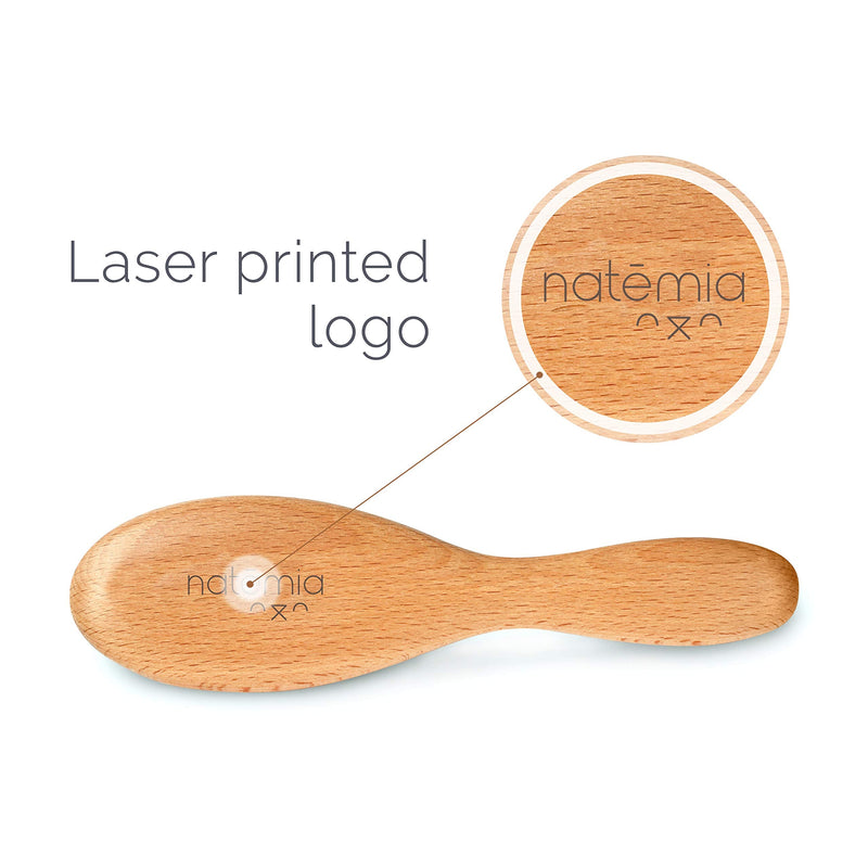 Natemia Quality Wooden Baby Hair Brush for Newborns & Toddlers | Natural Soft Goat Bristles | Ideal for Cradle Cap | Perfect Baby Registry Gift - BeesActive Australia