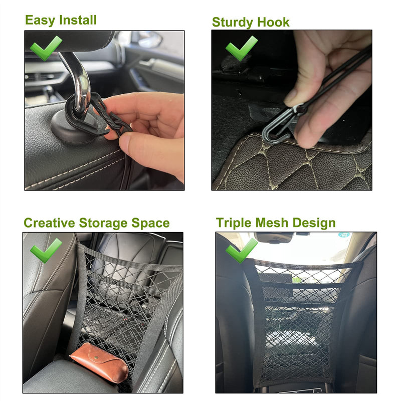 DoL Car Dog Net Barrier. Pet Mesh Barrier with Storage Bag for Water Bottles,DVDs. Stretchable Organizer Bag for Jeep,Off-Road,Pickup SUV. Barrier of Backseat Pet Kids. - BeesActive Australia