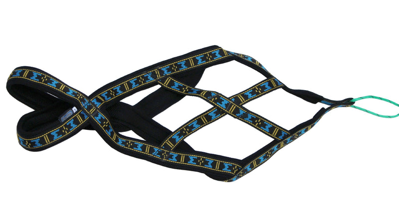 Weight Pulling Sledding Dog Harness X-Back Style Black/Blue XXLarge, 24.5" Neck Circumference - BeesActive Australia