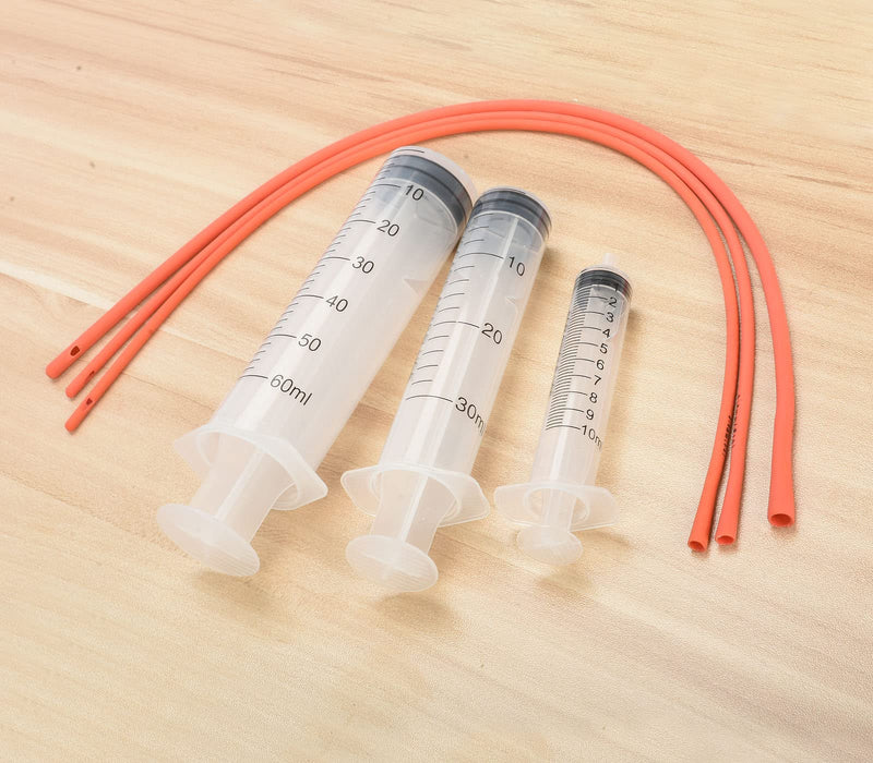 MOTAIN Pet Feeding Supplies Kit-3 Pack Red Rubber Feeding Tube(8Fr, 10Fr, 14Fr) with 3 Pack 10/30/60 Ml Syringes for Lamb,Goat,Sheep,Puppy,Kitten Whelping Feeding Watering - BeesActive Australia