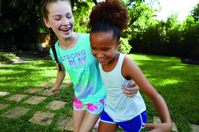 C9 Champion Girls' Tech Tee Medium Railroad Gray Heather/Fierce and Strong - BeesActive Australia