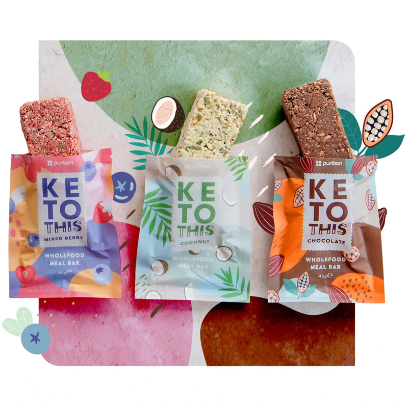 Purition Wholefood Keto Bars Mixed Berry Flavour 12 Pack | Vegan & Keto Friendly | No Added Sugar | Premium Low Carb High Fat Keto Meal Bars with Only Natural Ingredients 1 count (Pack of 12) - BeesActive Australia