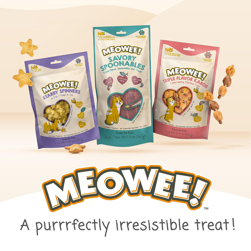 MEOWEE! Savory Spoonables with Real Tuna, Chicken & Duck, 8 Count Tube, Triple Flavor Squeezable Lickable Wet Treats for Cats with Built-in Spoon for Less Mess - BeesActive Australia