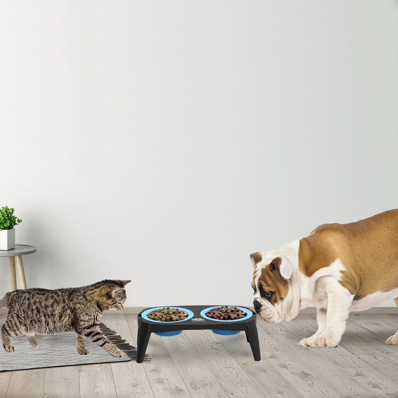 Elevated Pet Bowls Collection with Non Slip Stand for Dogs and Cats-Removeable and Collapsible Silicone Feeder for Food and Water- 16 Oz Each by PETMAKER (Pink) Blue - BeesActive Australia