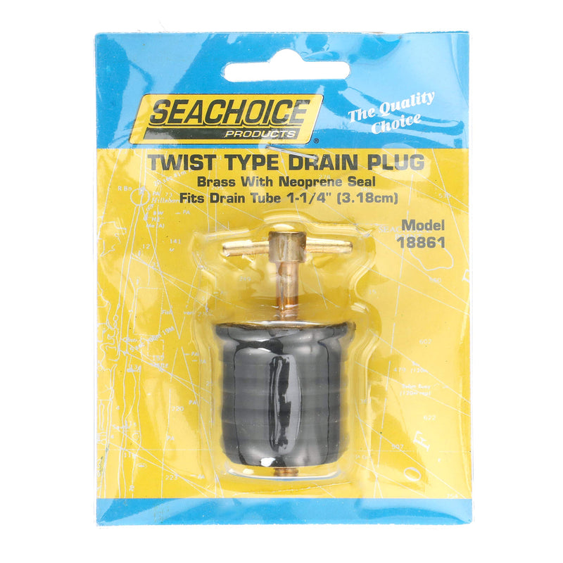 Seachoice 18861 Twist-Turn 1.25-Inch Marine Boat Brass Drain Plug with Neoprene Seal - BeesActive Australia