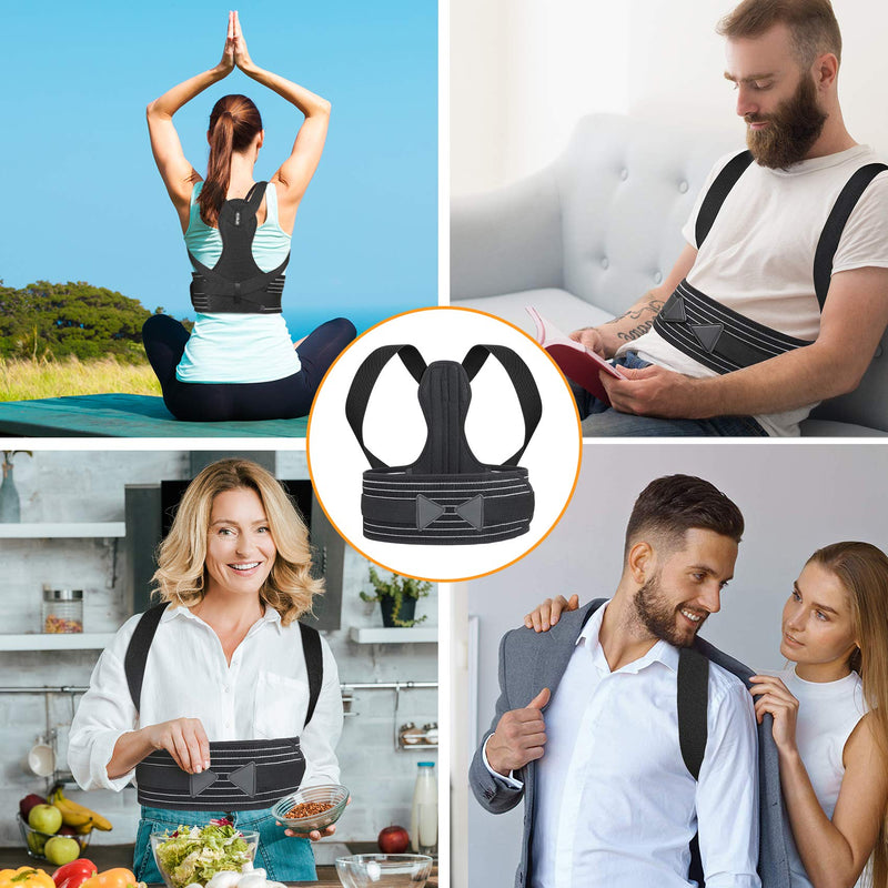 Aollop Posture Corrector Men Back Brace Back Support with Breathable Adjustable Elastic Bands Support Bars Posture Improve Back Pain Association Lower Lumbar Relief Waist 27'- 51', Gift for Women Black - BeesActive Australia