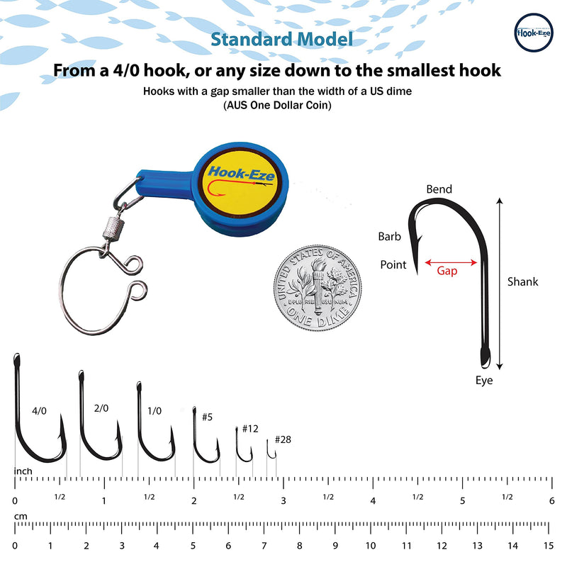 HOOK-EZE Fishing Gear Knot Tying Tool for Hooks Jigs Swivels | Line Cutter |Cover Hooks on Fishing Poles Travel Safely Fully Rigged. Ideal for Bass Ice Kayak Fishing Blue, Green, Yellow - BeesActive Australia