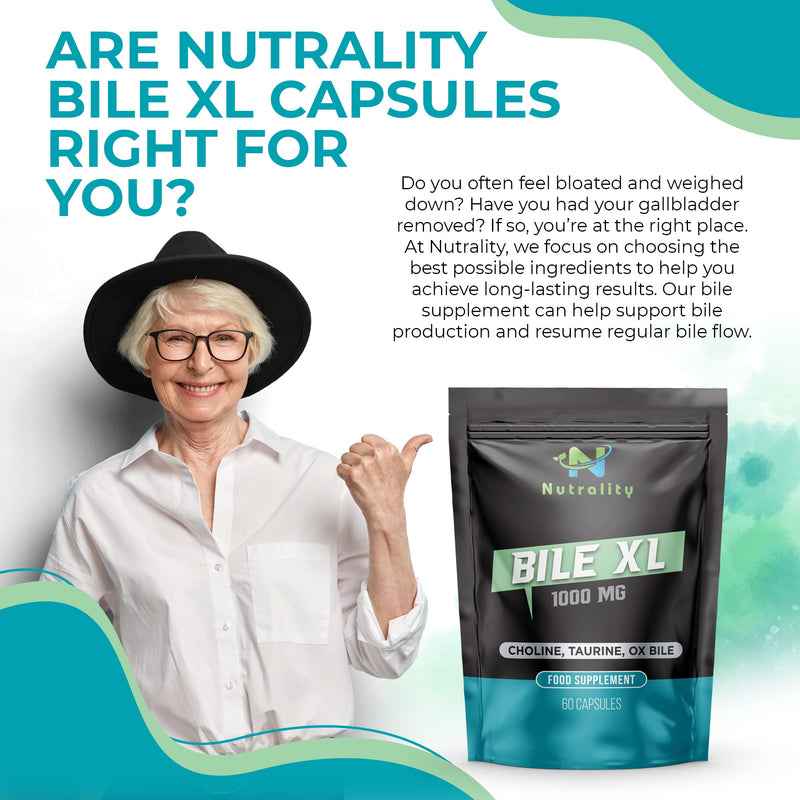 Nutrality Bile XL - 60 Capsules - Bile Supplement for Liver Detox - Gallbladder Supplements for Adults - 30-Day Supply - Natural Premium Quality - BeesActive Australia