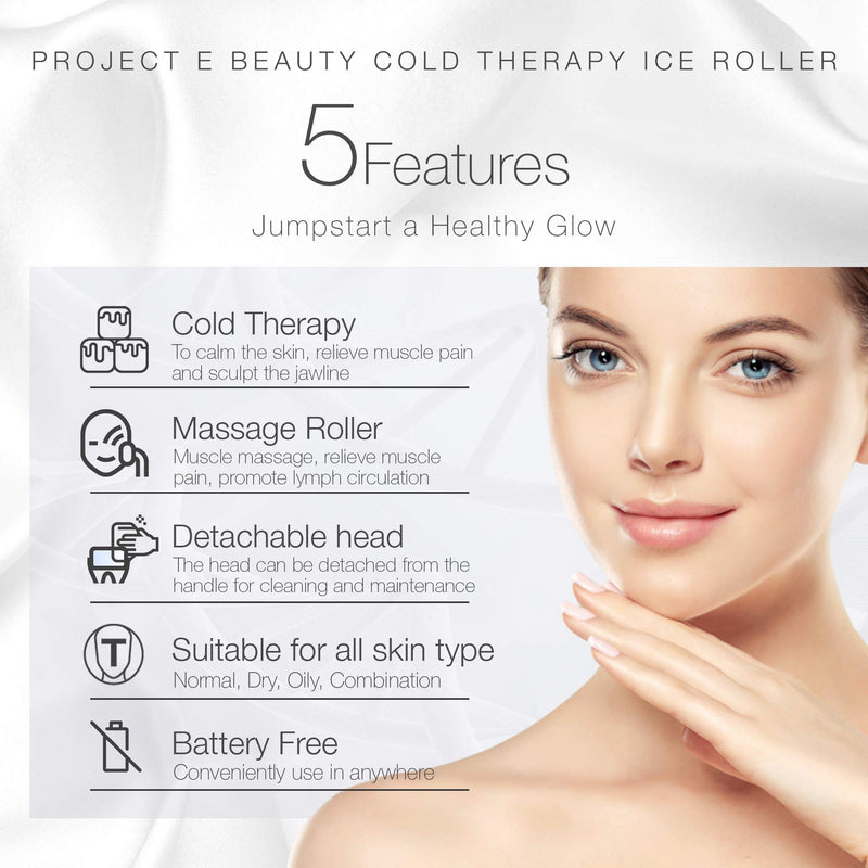 Project E Beauty Ice Roller Cold Therapy | Face Eye Body Massage Massager Under Eye Puffiness Brightening Cooling Cool Tightening Reduce Wrinkles Dark Circles Muscle Soreness Pain Relief Redness - BeesActive Australia