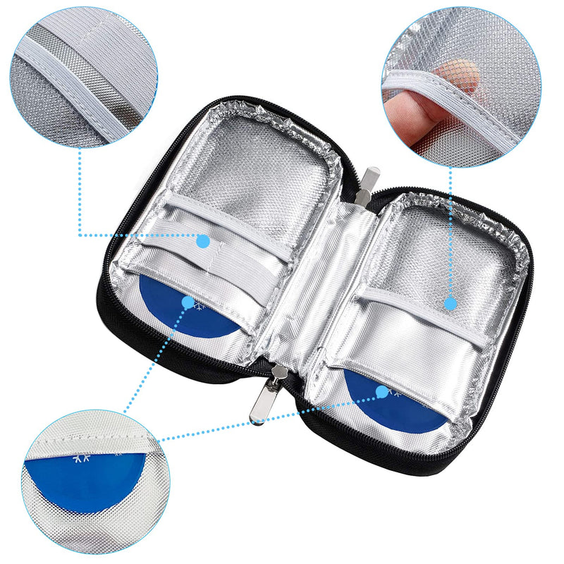 ONEGenug Insulin Travel Cooling Bag,Diabetes Medical Cool Bag Isothermal Insulin Bag with 2 ice Packs for Medication Cooler Black - BeesActive Australia