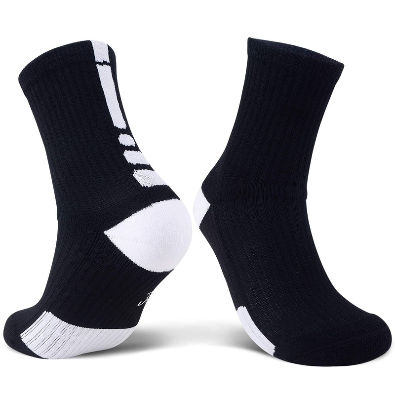 JHM Kids Athletic Sport Sockcs Team Basketball Soccer Crew Socks For Ages 4 to 16 4 Pairs Color#1 12-16 Years - BeesActive Australia