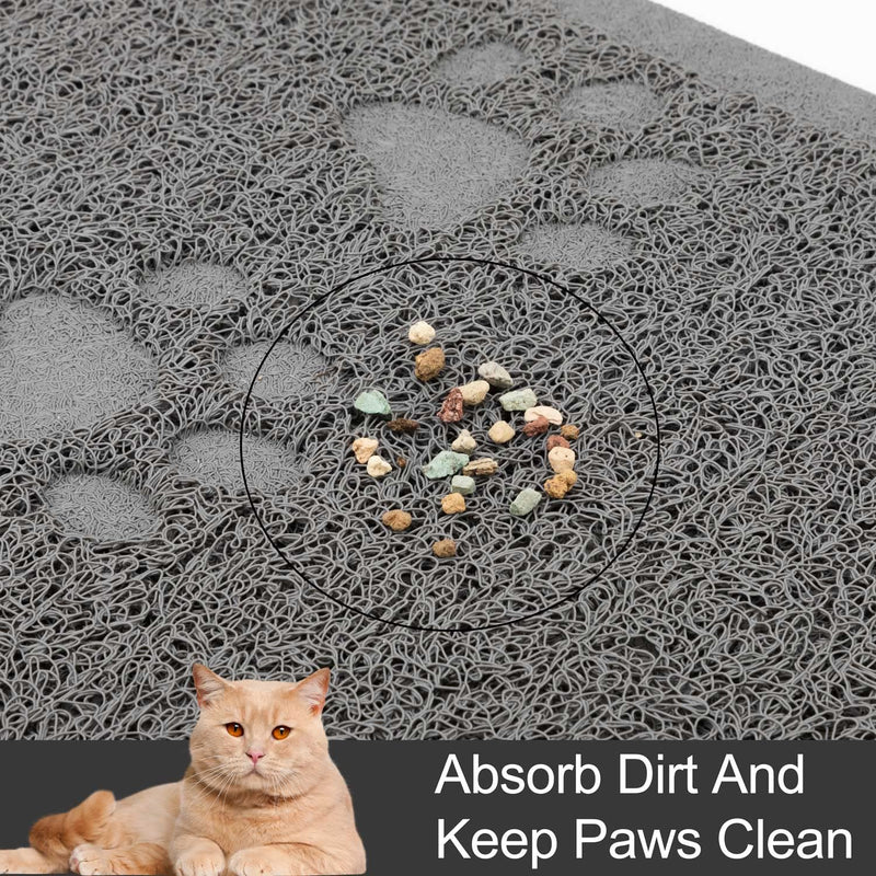 URDOGSL Cat Litter Mat, Premium Durable Cat Litter Trapping Mat for Litter Boxes, Water Resistant and Scatter Control Cat Feeding Mat, Non-Slip Backing, Easy to Clean 15.75"x11.75" Gray - BeesActive Australia