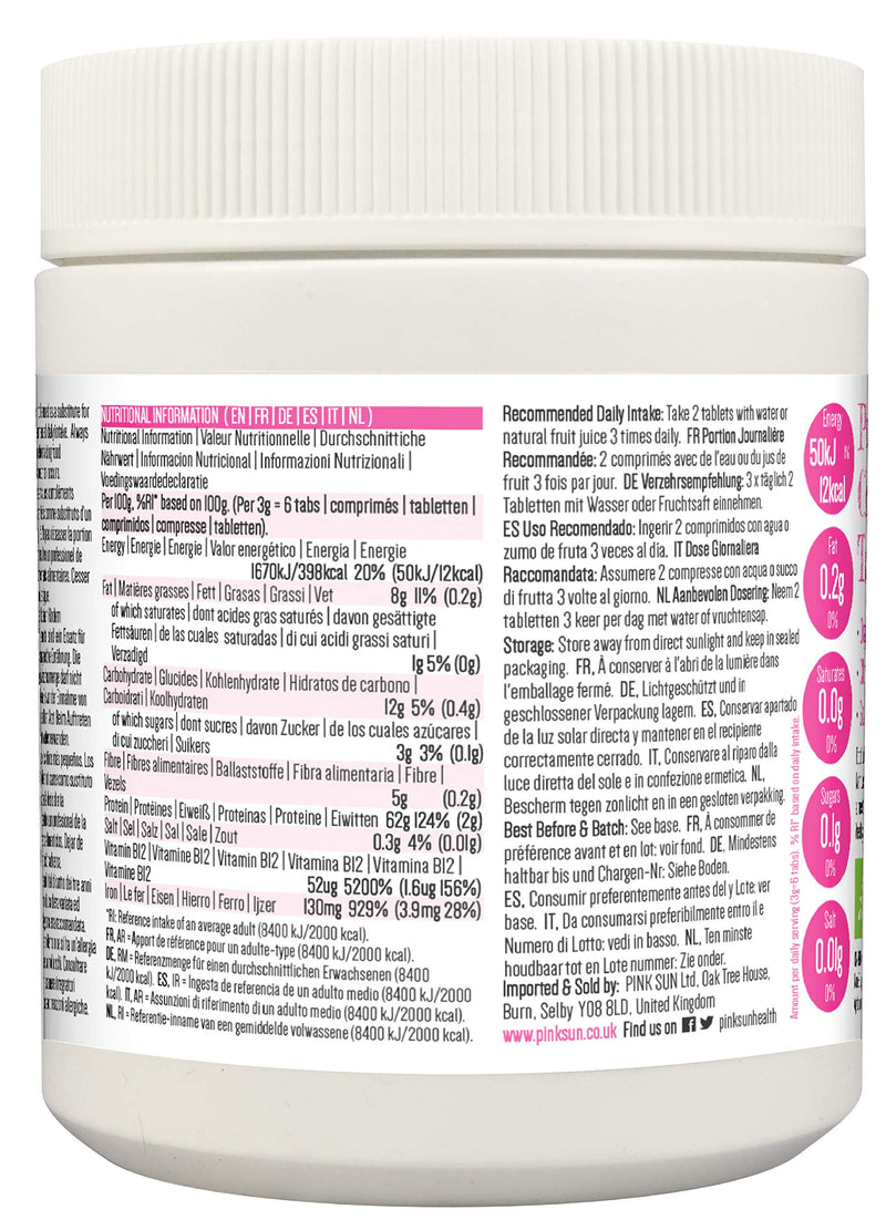 PINK SUN Organic Chlorella Tablets 500mg x 1000 Tabs Pyrenoidosa Broken Cell Wall Cracked Gluten Free Non GMO Vegetarian Vegan Certified Organic by The Soil Association 500g Bulk Buy 1 - BeesActive Australia