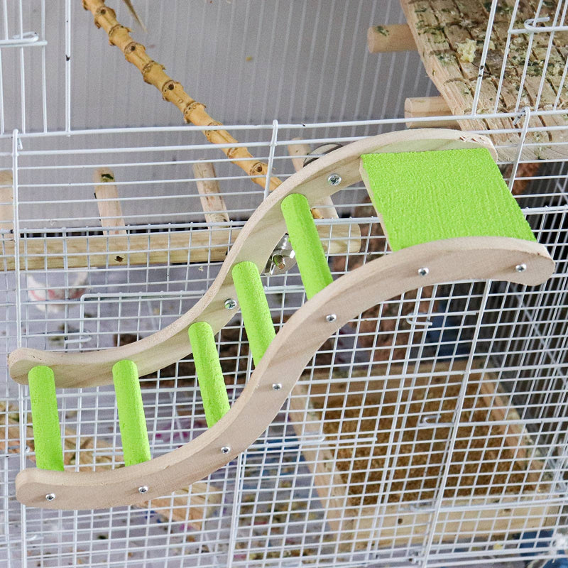 Bird Ladder Bridge, Wooden Pet Parrot Hamster Climbing Ladder Toys, Pet Bird Cage Accessories, Wood Climbing Ladder Perch for Bird Parrot Hamster Squirrel Sugar Gliders Parakeets Cockatiels(S Shape) S Shape - BeesActive Australia