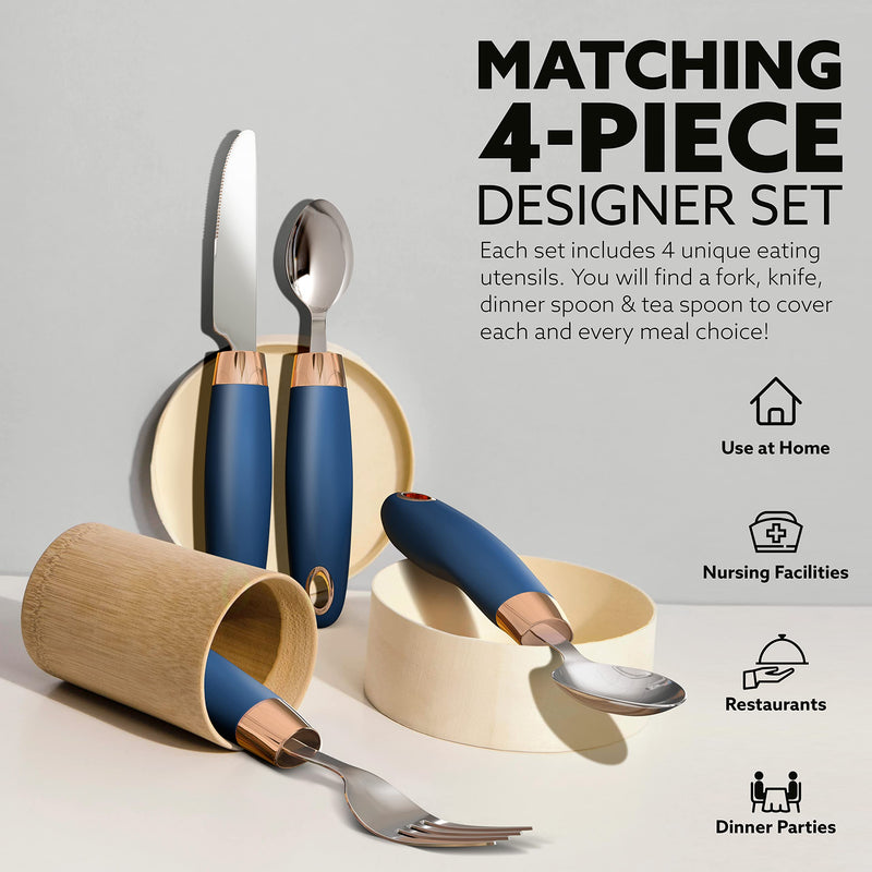 iMedic Designer Easy Grip Cutlery for Adults - 1 Set of Utensils for the Elderly with Adaptive Needs - Eating Utensils for Disabled People and with Parkinson's - Non-weighted Utensils for Hand Tremors Single - BeesActive Australia