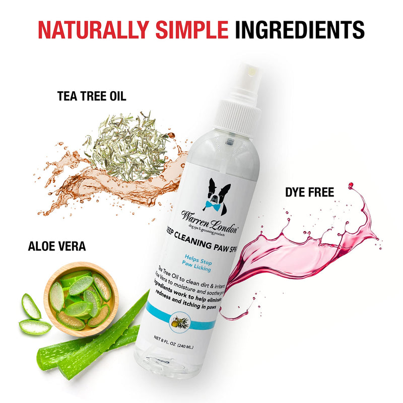Warren London Deep Cleaning Paw Spray for Dogs | Soothing & Moisturizing Spray with Tea Tree Oil & Aloe Vera | Prevent Paw Licking While On The Go and in Between Paw Soaks | Made in USA - BeesActive Australia
