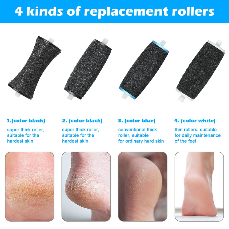 【10 Pack】Electric Foot File Refills Roller for Velvet Smooth, 2 Shapes & 3 Types of Roughness Replacement Rollers, Pedicure Hard Skin Remover - BeesActive Australia